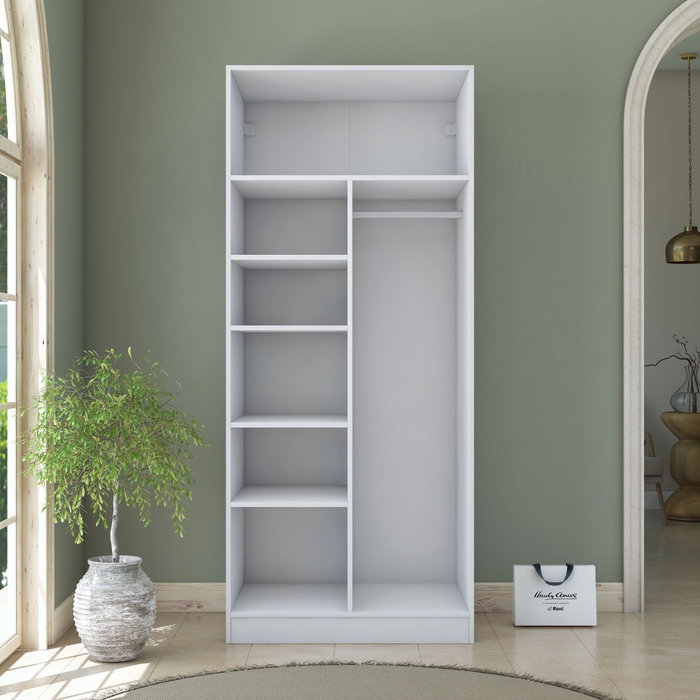 Hanah Home Armario Blanco con Estanterías Hanah Home Armario Blanco con Estanterías
